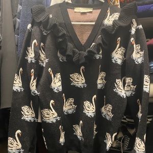 SOLD Stella McCartney Blacked Ruffle Swan Sweater 38